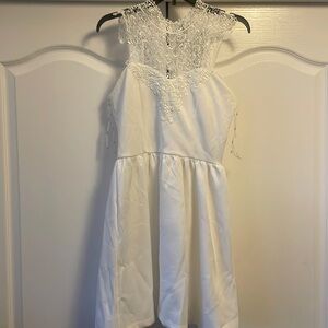 White dress with lace top